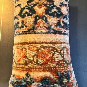 Beautiful Pottery Barn Blue and Orange Accent Pillow cover.